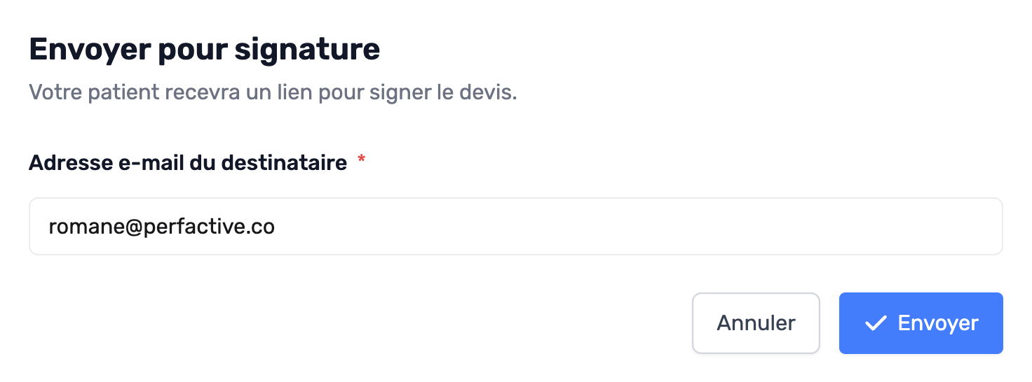 Modal Demander une signature