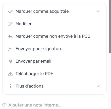 Les actions disponibles sur un CERFA ouvert, dont Modifier